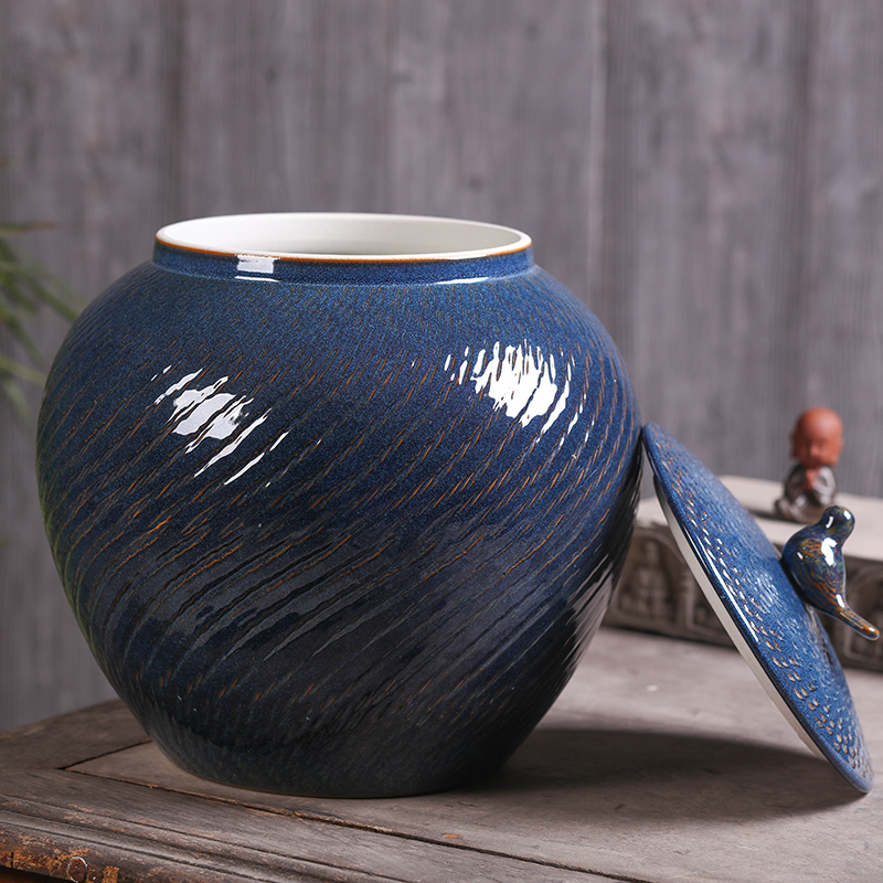 Jingdezhen ceramic tea pot seal carving restoring ancient ways large wake of bread seven pu 'er tea urn storage tanks boxes