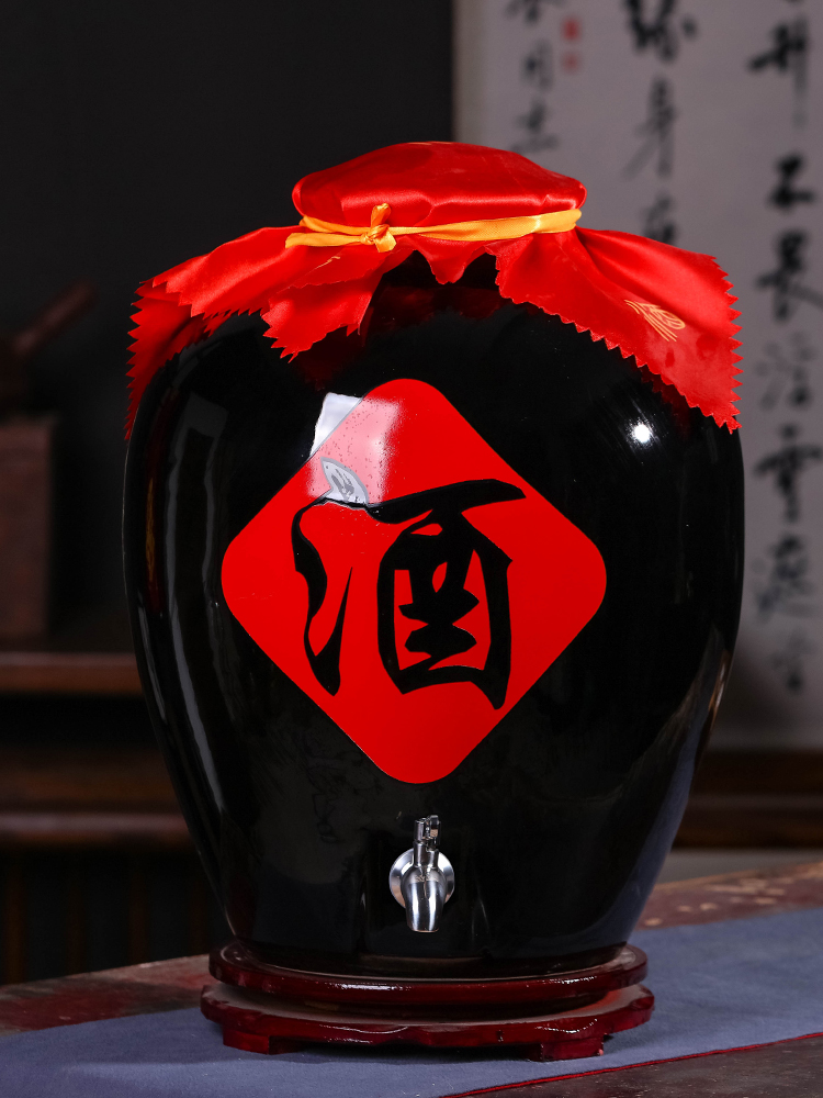 Jingdezhen Ceramic wine with 5 catties 10 catty 20 catty 50 catty of wine bottle black glazed vintage bottles Home Sealed Bubble Wine Pot