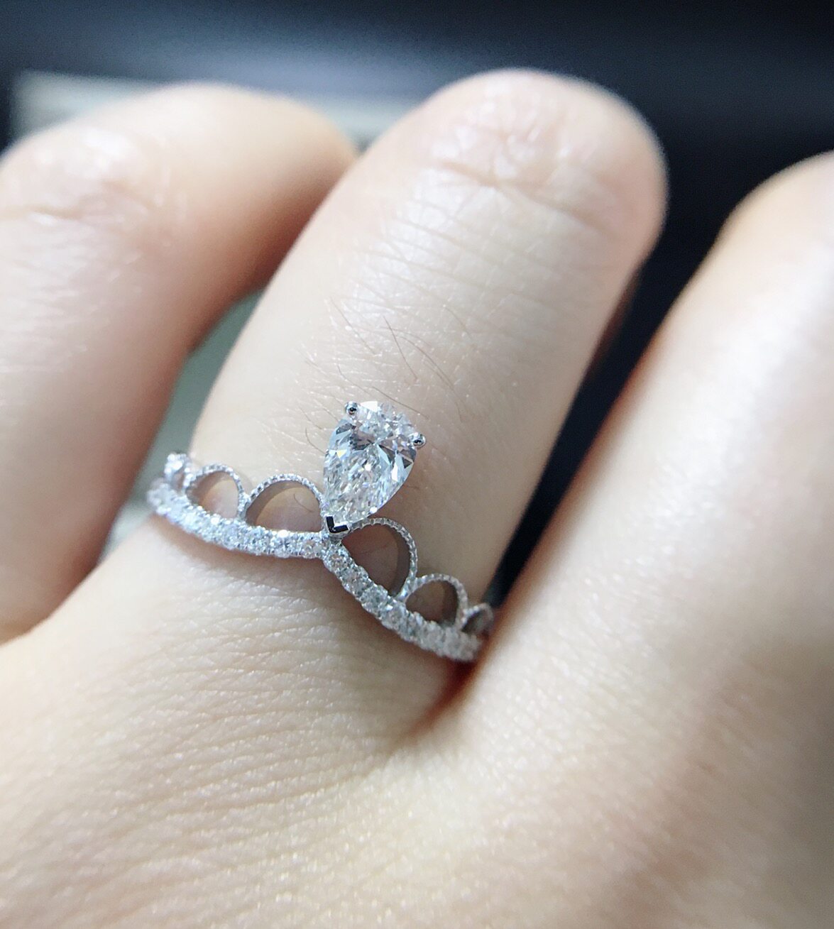 Water Drop Diamond Ring Marriage Proposal Wedding Ring Custom Platinum Empty Holder Necklace