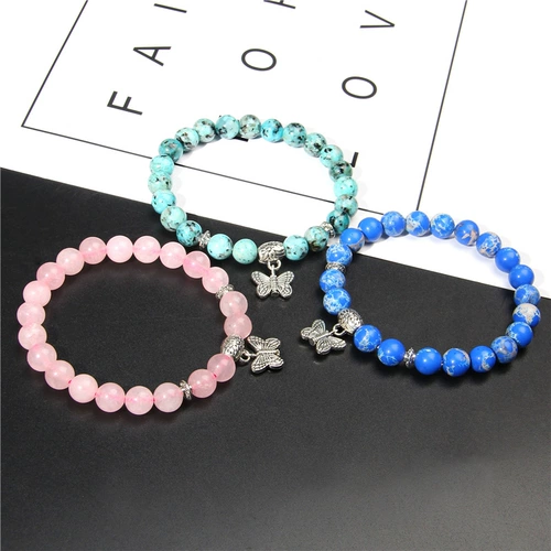 Модные розовые кварцы браслет розовые кристаллические бусинки браслеты