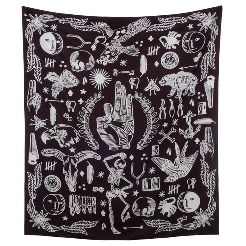 Cá tính B & B Nền vải Treo Trang trí phòng Đen và Trắng Tấm thảm trang trí Ký túc xá Vải treo - Tapestry thảm treo tường phòng khách