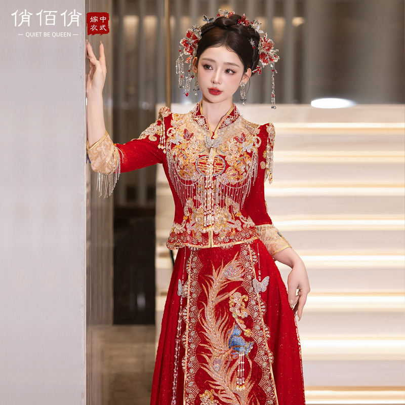 Heavy-Duty Tassel Xiuhe Dress, High-End Phoenix Crown and Robe, 2026 New Style Bride's Chinese-Style Dress, Summer Thin Dragon and Phoenix Gown Heavy-Duty Tassel Xiuhe Dress, High-End Phoenix Crown and Robe, 2026 New Style Bride's Chinese-Style Dress, Summer Thin Dragon and Phoenix Gown
