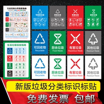 Garbage classification label sticker Beijing garbage classification signage garbage classification sticker Shanghai garbage classification sticker non-recyclable garbage dry and wet garbage sign