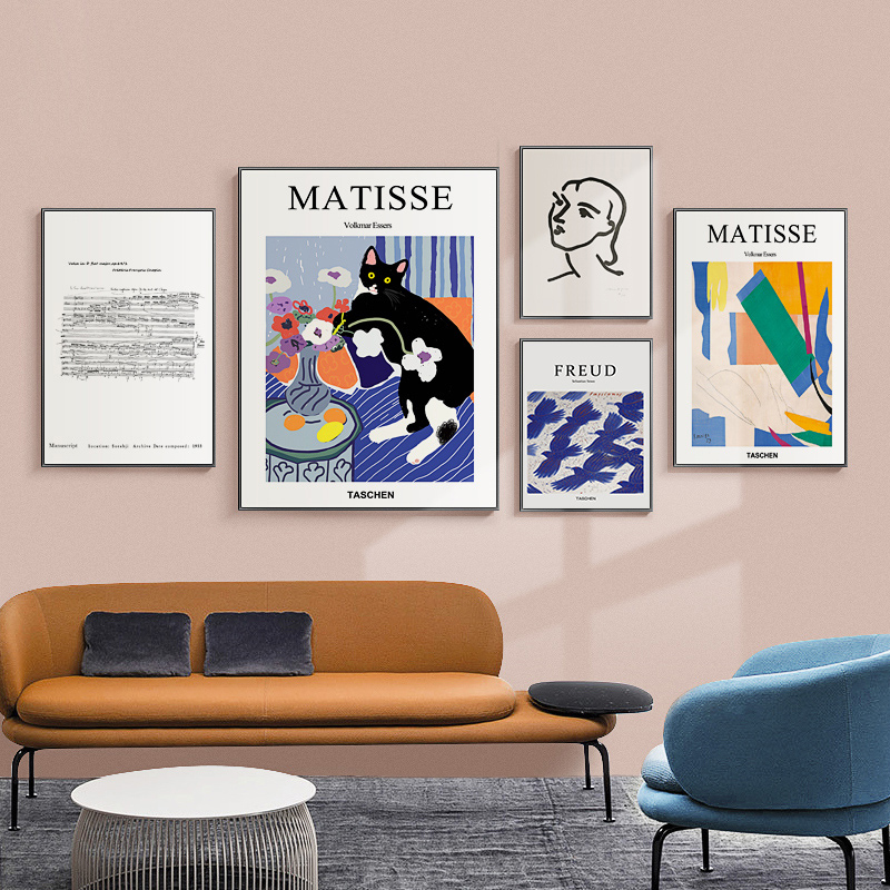 Fauvism Matisse Decorative Painting Living Room Combination Hanging Painting Nordic Art Sofa Background Wall Dining Room Wall Mural Fauvism Matisse Decorative Painting Living Room Combination Hanging Painting Nordic Art Sofa Background Wall Dining Room Wall Mural