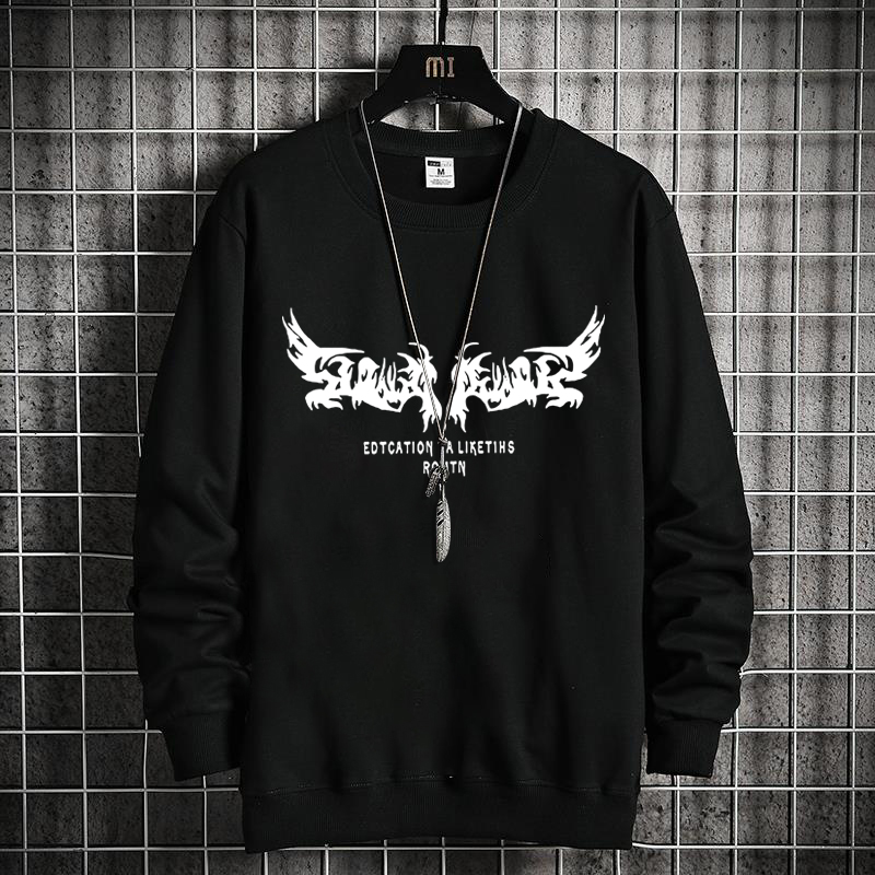 Fattened Plus Pullover Long-sleeved T-shirt Fat Guy Extra Large Size Loose Large 150kg Fat Man Printed Casual Party Casual Sweater_voghion.com