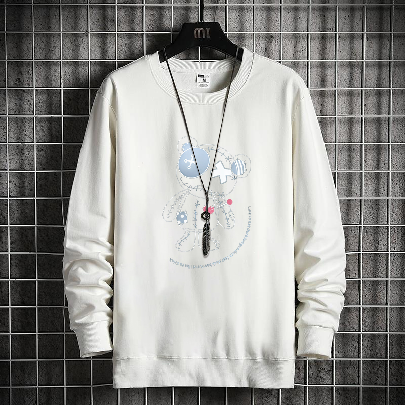 Loose Sweater Men's Spring and Autumn Plus Fat Plus Size Round Party Simple Collar Printed Pure Cotton Long-sleeved T-shirt Sports Bottoming Shirt_voghion.com