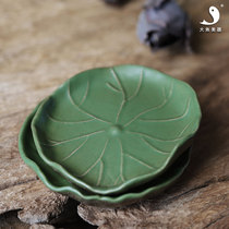 Ceramic coaster creative coarse pottery tea tray heat insulation household kung fu tea set accessories tea cup anti-hot insulation pad lotus leaf shape