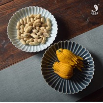 Dim center plate ceramic fruit plate Jingdezhen kung fu tea set pot art tableware creative plate literary dessert dishes