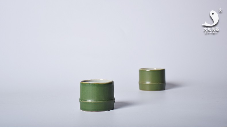 Sản phẩm gốm sứ tách trà Bionic thiết kế chén trà tre xanh Jingdezhen nhiệt độ cao gốm kungfu đặt trà sáng tạo - Trà sứ bình pha trà thủy tinh