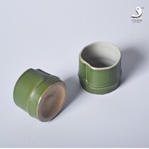 Ceramic tasting cup bionic design green bamboo tea cup Jingdezhen high temperature ceramic kung fu tea set creative bamboo tea ware