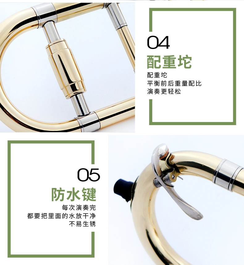 Không có lời hứa để thả B giai điệu nhạc cụ kéo trombone ống đàn VT VT-E110 cho người mới bắt đầu chơi thử ban nhạc - Nhạc cụ phương Tây kèn sắc xô phôn