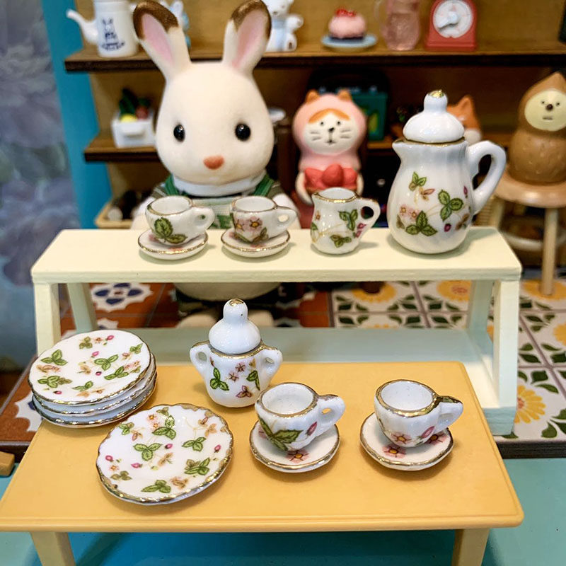 1 12 Mini Food Play Play Home Wine Play Scene Ceramic Coffee Cup Tea Set