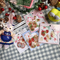 Cute Little Rabbit Strawberry Crystal Glued Hand Ledger mobile phone Decorative Sticker Girl Bronzed Solid Paste