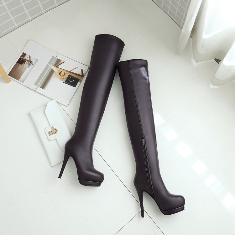 Trắng giày cưới giày kéo dài trên đầu gối khởi động stiletto nữ cao gót kích thước lớn của phụ nữ khởi động kích thước nhỏ giày của phụ nữ 32-43 MNS