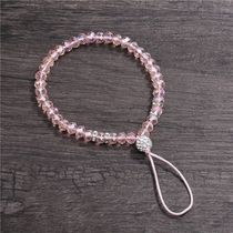 Mobile phone crystal lanyard short chain womens jade beads womens hanging hand rope bead chain fashion net red bead jewelry pendant