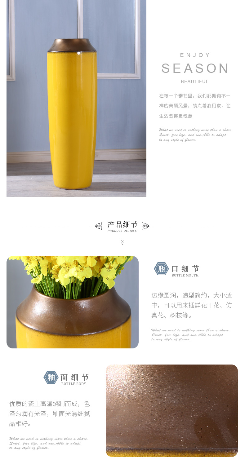 European Nordic light key-2 luxury office ceramic vase furnishing articles yellow creative contracted sunflowers ground decoration