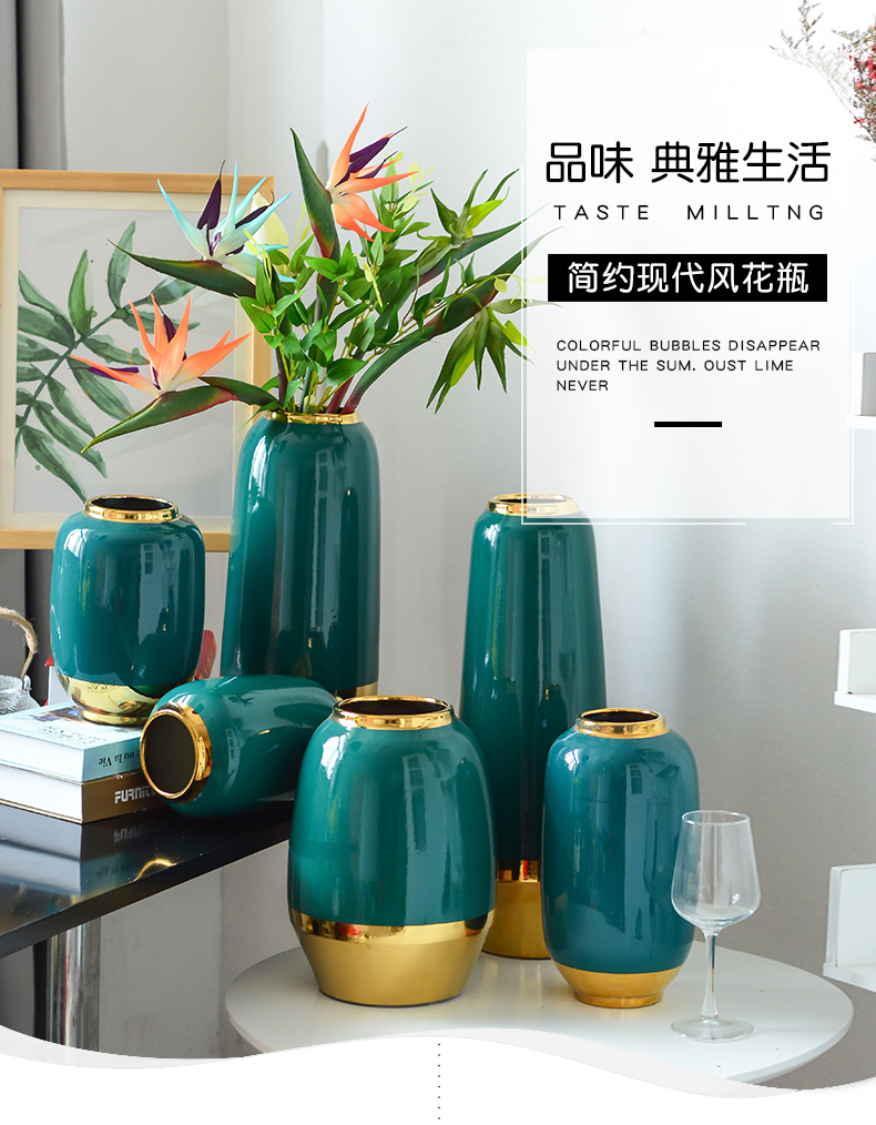 Lou qiao ou household ceramic vase simulation flower arranging place of new Chinese style living room TV cabinet accessories porch decoration