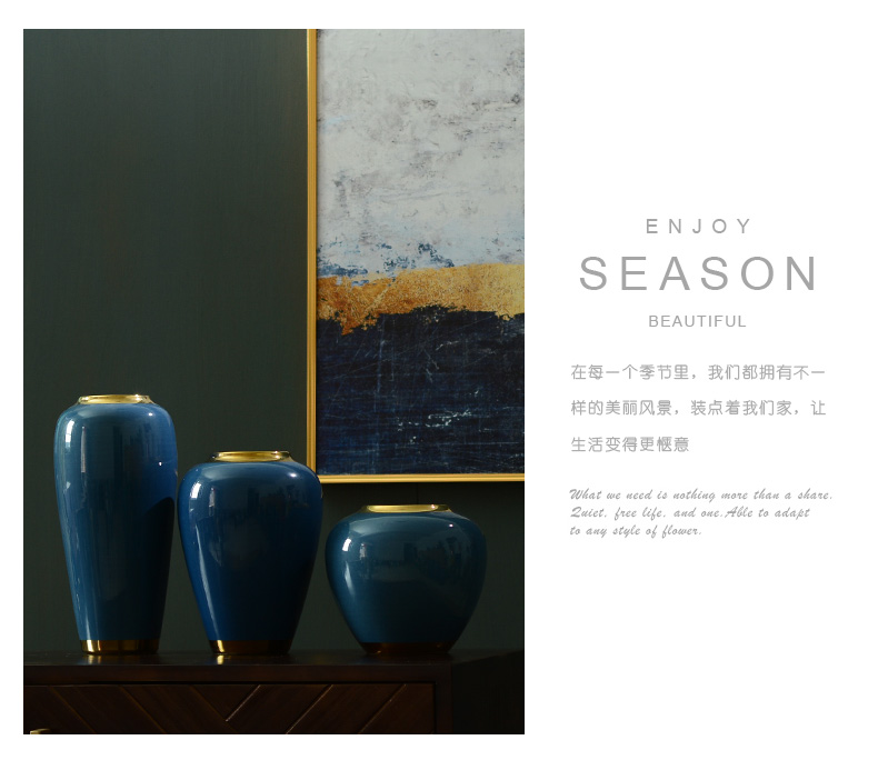 New Chinese style ceramic plug-in simulation flower art vase furnishing articles creative modern American household adornment flowers sitting room