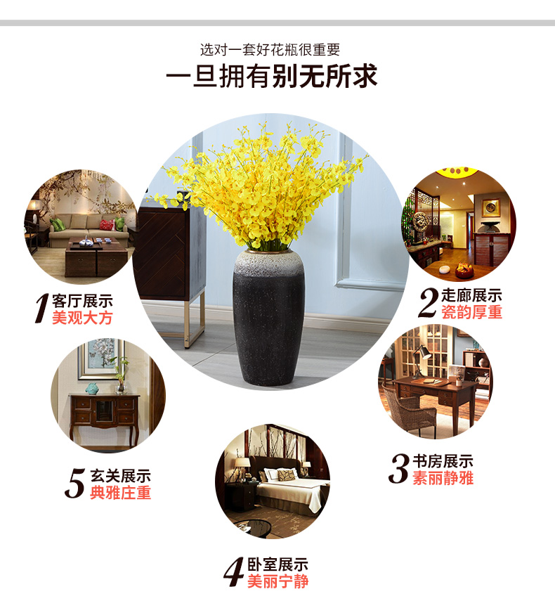 Lou qiao ground vase large Chinese style restoring ancient ways is plugged into the dried coarse pottery villa living room TV ark, clay ceramic furnishing articles