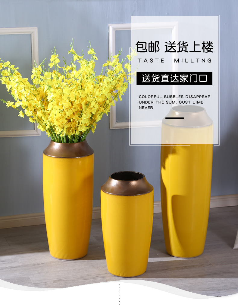 European Nordic light key-2 luxury office ceramic vase furnishing articles yellow creative contracted sunflowers ground decoration