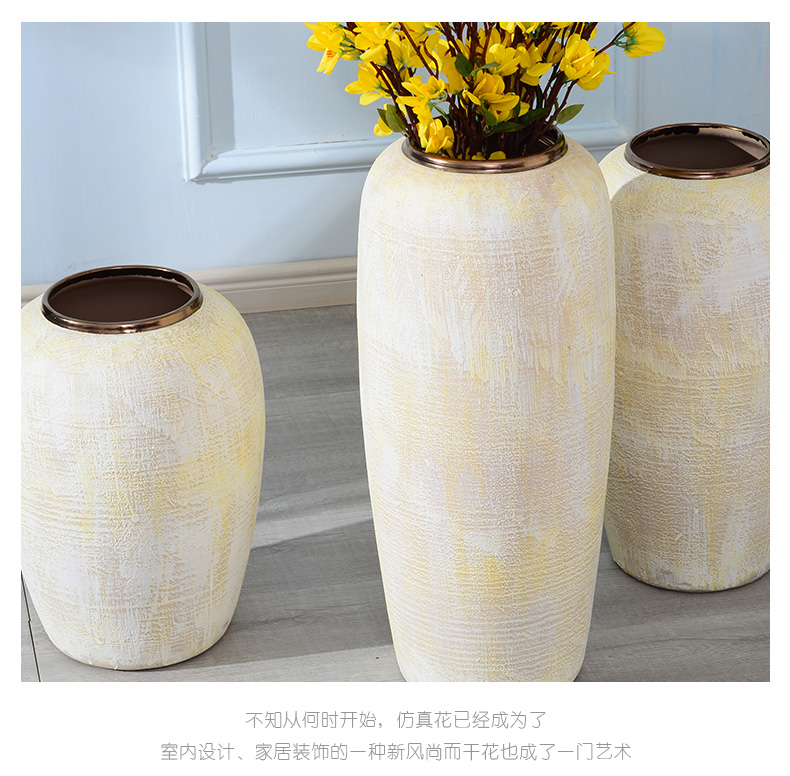 Working smart flower ceramic vase Nordic retro furnishing articles sitting room flower arranging ground TV ark, creative home decorations