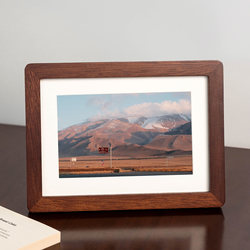 Solid Wood Black Walnut Color Photo Frame with Photo Printing, Made into a Tabletop Display with a High-End Feel, 7-Inch Frame, Empty Frame