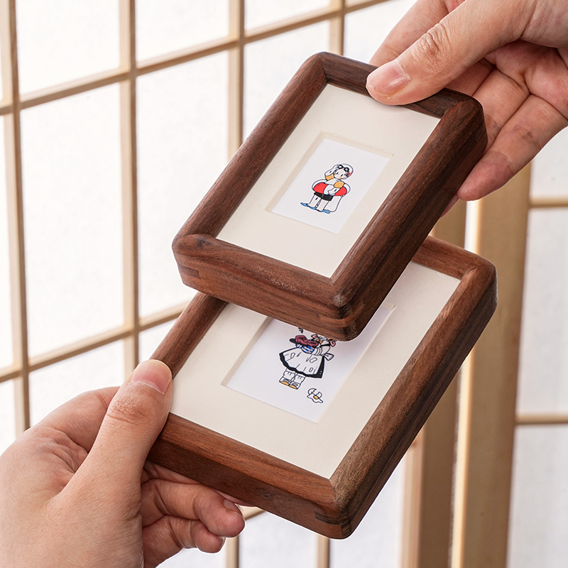 Black Walnut Wood Hundred-Yuan Bill Photo Frame 3inch Polaroid Photo Frame Small Display Stand Print Photo DIY Mini Ornament