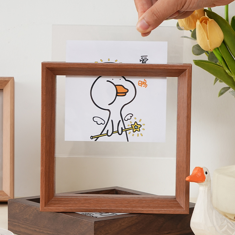 Double-Sided Transparent Photo Frame, Square Display Stand, Framed Specimen, Embossed Acrylic Photo Frame, Wall Hanging