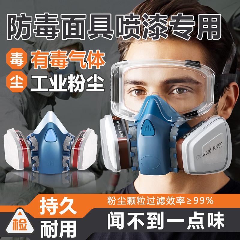 喷漆专用防护口罩防毒面具全面罩模型7502专业汽车防甲醛活性炭