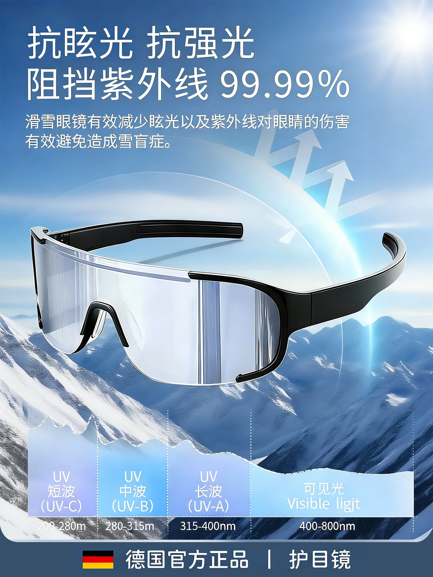 German Windproof Goggles for Women, Suitable for Mountaineering and Cycling, Can Be Worn over Glasses, Outdoor Snow Mountain Sunglasses, Snow Uv Protection