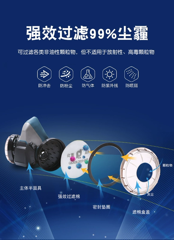 Mặt nạ chống bụi công nghiệp bụi thở sơn mài thuốc trừ sâu đặc biệt vỏ bảo vệ bụi mặt nạ phòng độc chính hãng mặt nạ chống bụi sơn