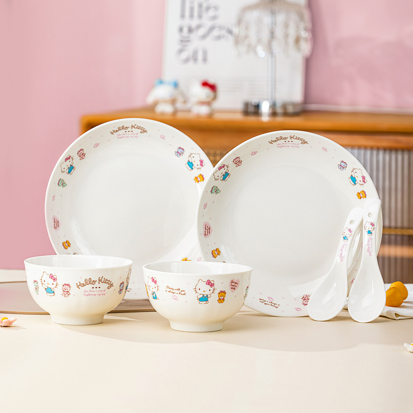 HelloKitty ceramic bowl and plate set cute