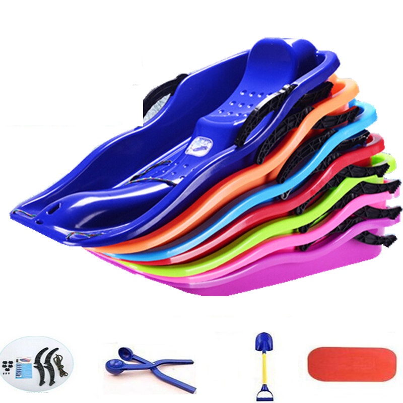 Thickened Children Snowboard Single Board Double Man Slide Grass Board Sliding Sand Board Adult Snow Climbing Plow Wear-wearing sledge car with brake