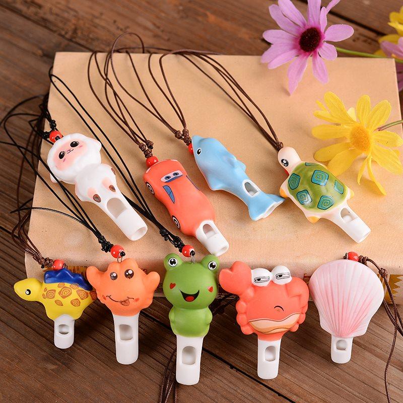 Ceramic Mouth Whistle Baby Cartoon tip Tong Kindergarten Safe ceramic harmonica Whistle Necklace Pendant Pendant Pendant
