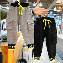 2021 Early Spring New Children Grey Swep Pants Korean Version Fashion Engineering Pants Mid Children Pants Tide Cool Beam Sport Pants
