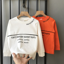 2021 new childrens autumn long-sleeved t-shirt Korean version of the fashion crew neck letter base shirt mens and womens childrens clothing top tide