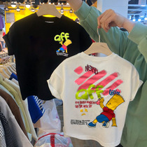 Half-sleeve 2021 New Girl Korean cartoon round neck childrens white T-shirt male childrens clothing Xinjiang cotton coat tide