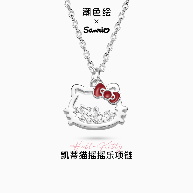 Trendy Color Painting - Hello Kitty Cat 999 Sterling Silver Necklace for Women, Unique Birthday Gift for Girlfriend, Exquisite Gift Box