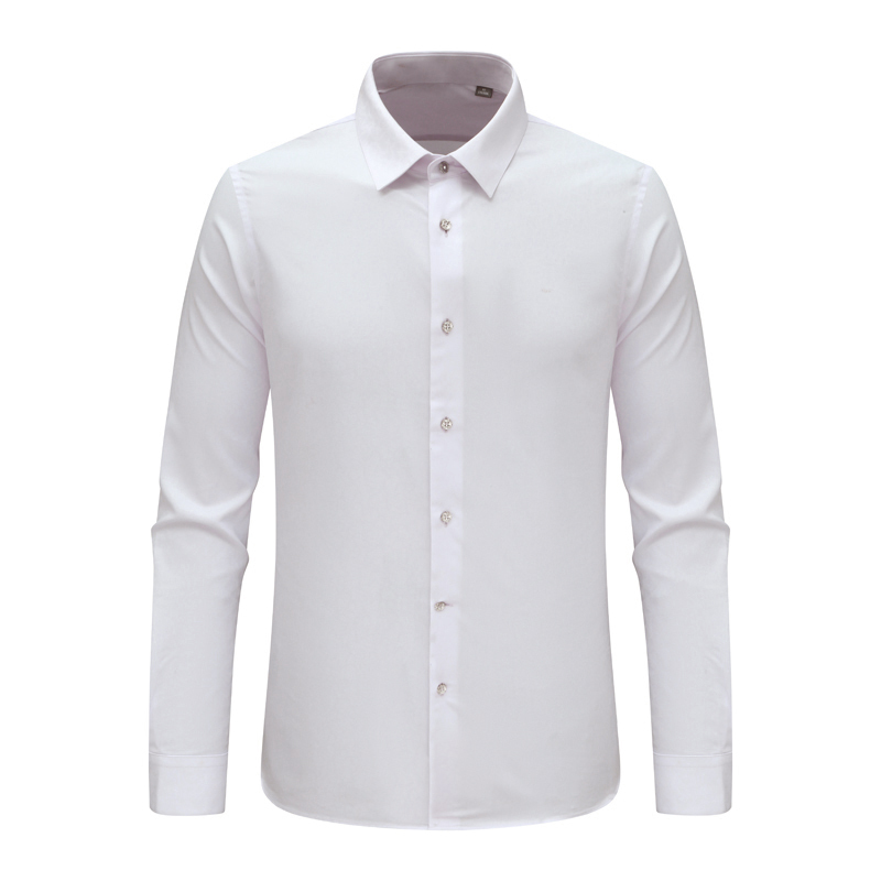 F3974 Bird Spring and Autumn Men's Long-Sleeved Shirt Versatile Business Casual Top Light Pink
