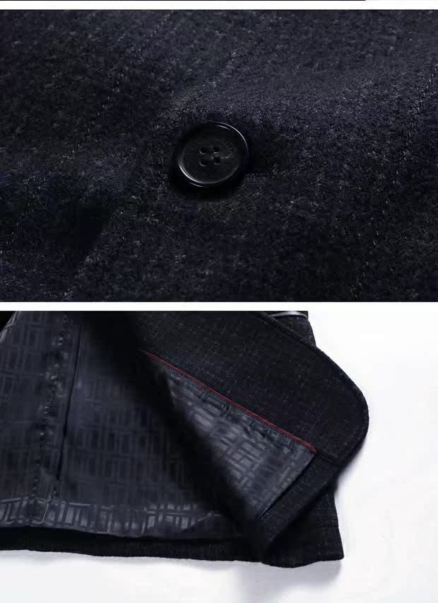 Áo khoác len nam mùa thu và mùa đông của E77.Bird Áo khoác có cổ dày giản dị 56,9% len 73191 áo khoác hoodie nam