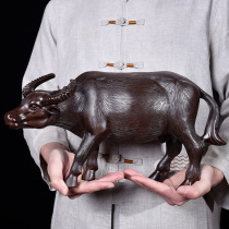  Ebony carved buffalo ornaments Lucky Zodiac cow Home living room desktop decoration Feng Shui Mahogany crafts