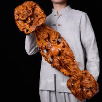  Huanghuali Kowloon Ruyi wood carving Kowloon opera pearl dragon ornaments Root carving Mahogany living room decoration Handicrafts Gifts
