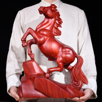  Mahogany horse ornaments safflower pear wood carving solid wood home entrance decoration Zodiac horse to success crafts