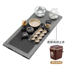 Natural black gold stone tea tray European minimalist style household one-piece automatic induction cooker stone tea table complete set of tea sea
