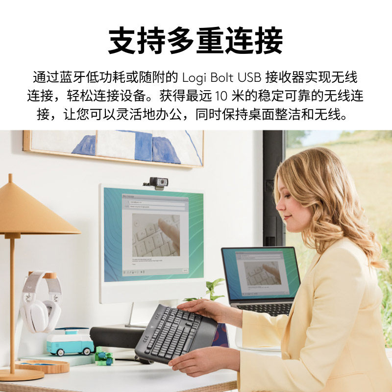 Logitech K650 Commercial Wireless Bluetooth Keyboard for Office and Home Typing Computer Dual-Mode Bolt Receiver M650