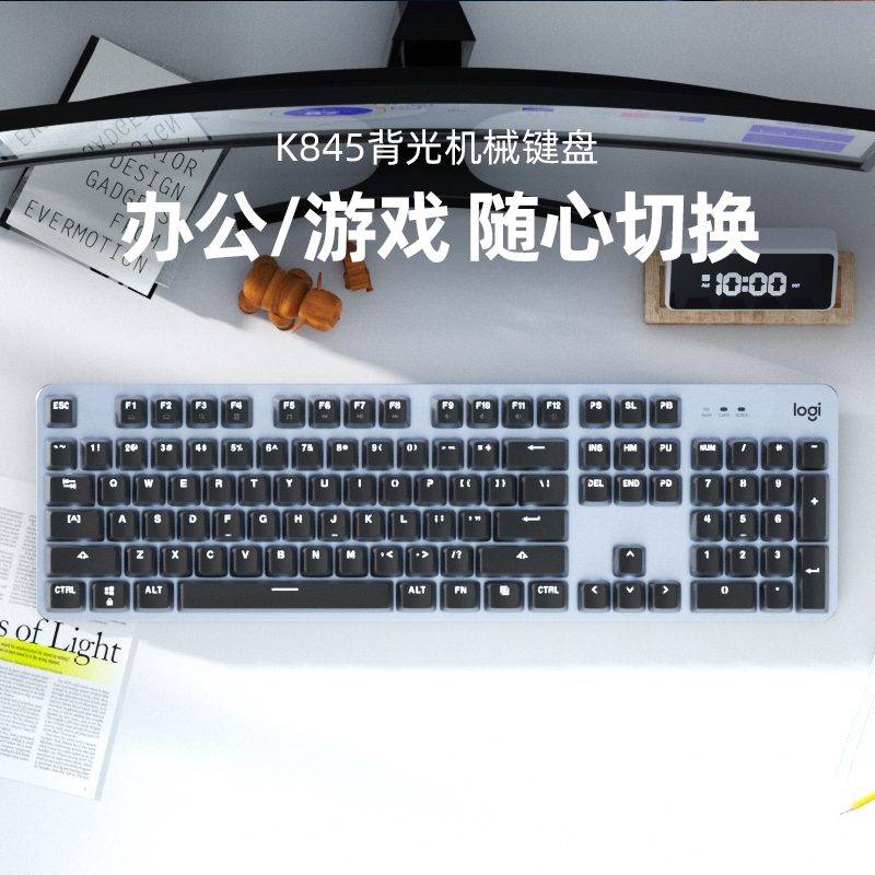 Logitech K845 Wired Mechanical Keyboard with Transparent Keycaps for Typing, Computer Office Use, Blue, Red, Brown Switches, Gaming Logitech K845 Wired Mechanical Keyboard with Transparent Keycaps for Typing, Computer Office Use, Blue, Red, Brown Switches, Gaming
