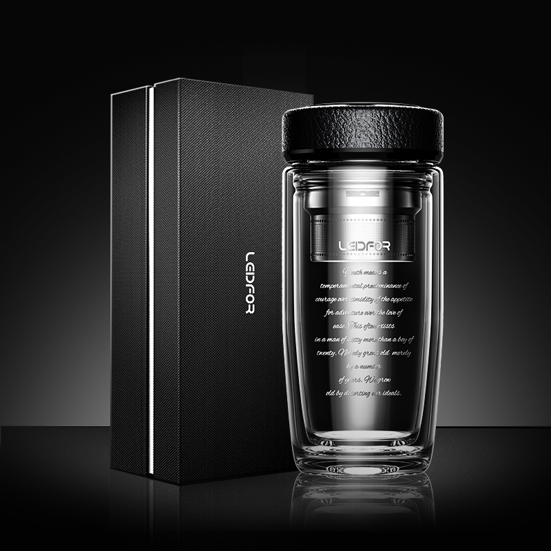  Redf crystal tea glass mens gift insulated high-end cup business water cup double-layer teacup thickening