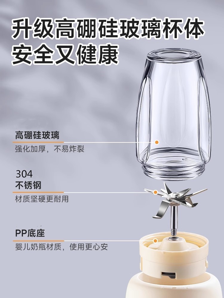 Juicer, Household Multi-Functional Portable Electric Small Milkshake Cup, Fruit Blender, Food Processor, Juice Extractor