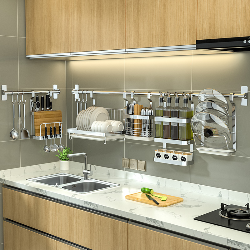 304 stainless steel kitchen wall mounted hanging wall hanging wall hanging wall without embroidery steel hook without punching hole