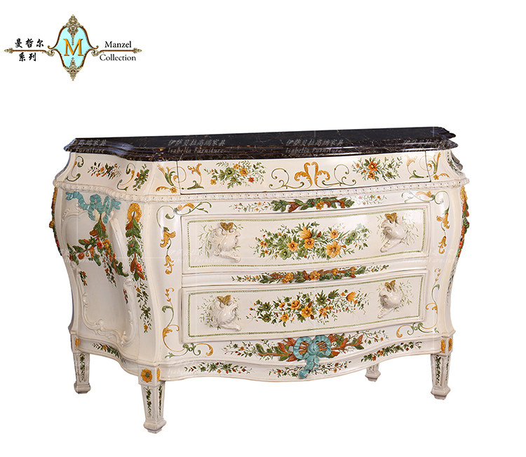 Isabella high-end luxurious solid wood retro made of old painted villa small family style door hall Xuanguan Aisle Cupboard